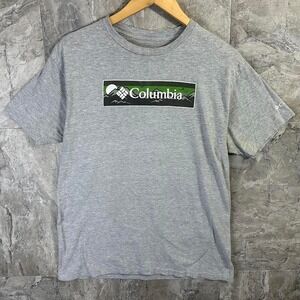 Grey Columbia mountain scene sportswear tee men's large